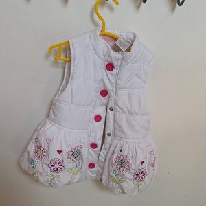 Kids Headquarters White and Pink Girls' Vest